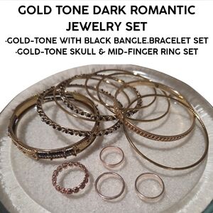 Gold Tone Dark Romantic Jewelry Set